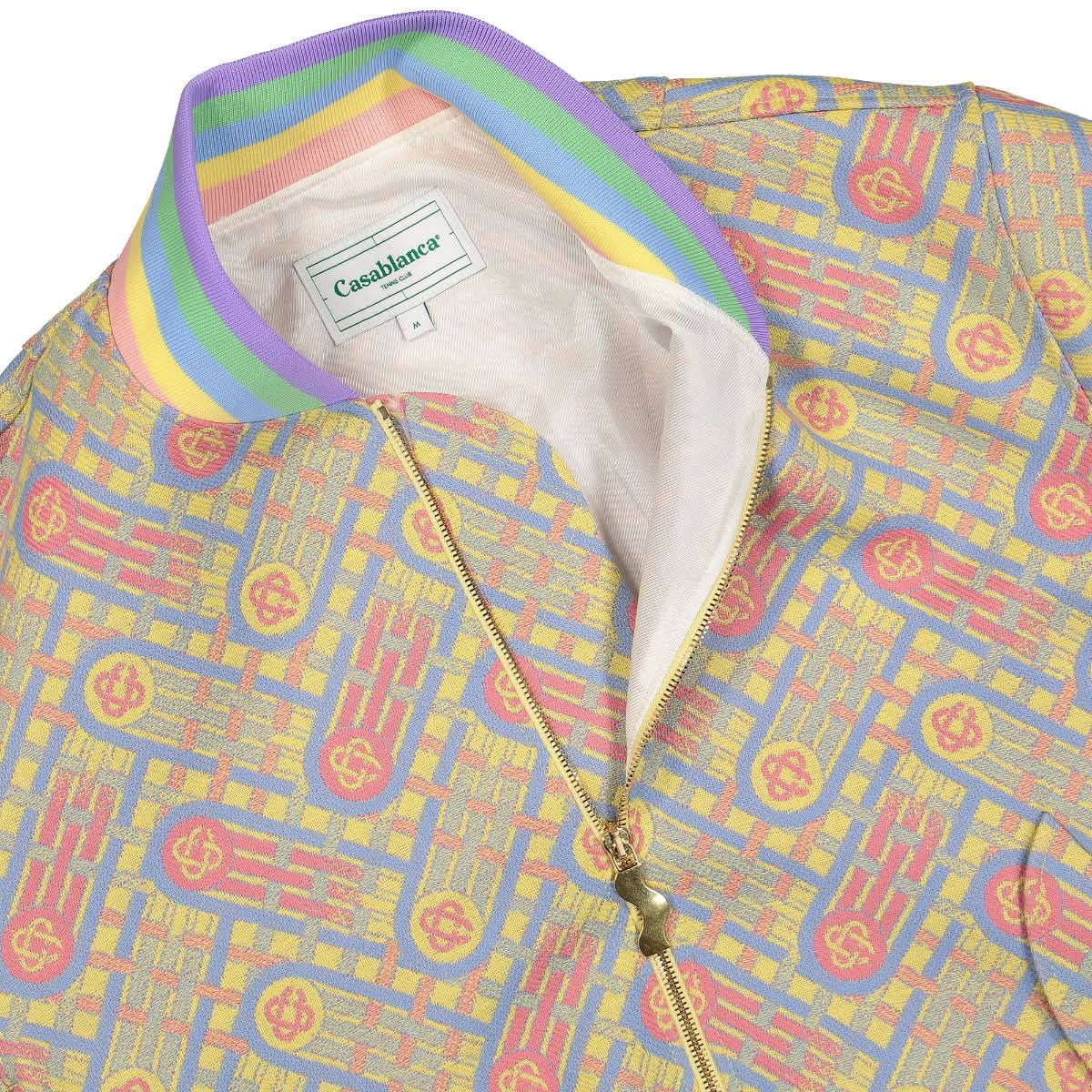 Casablanca Wool Jacquard Bomber Jacket Multicolor Detail view 3 | Gate
