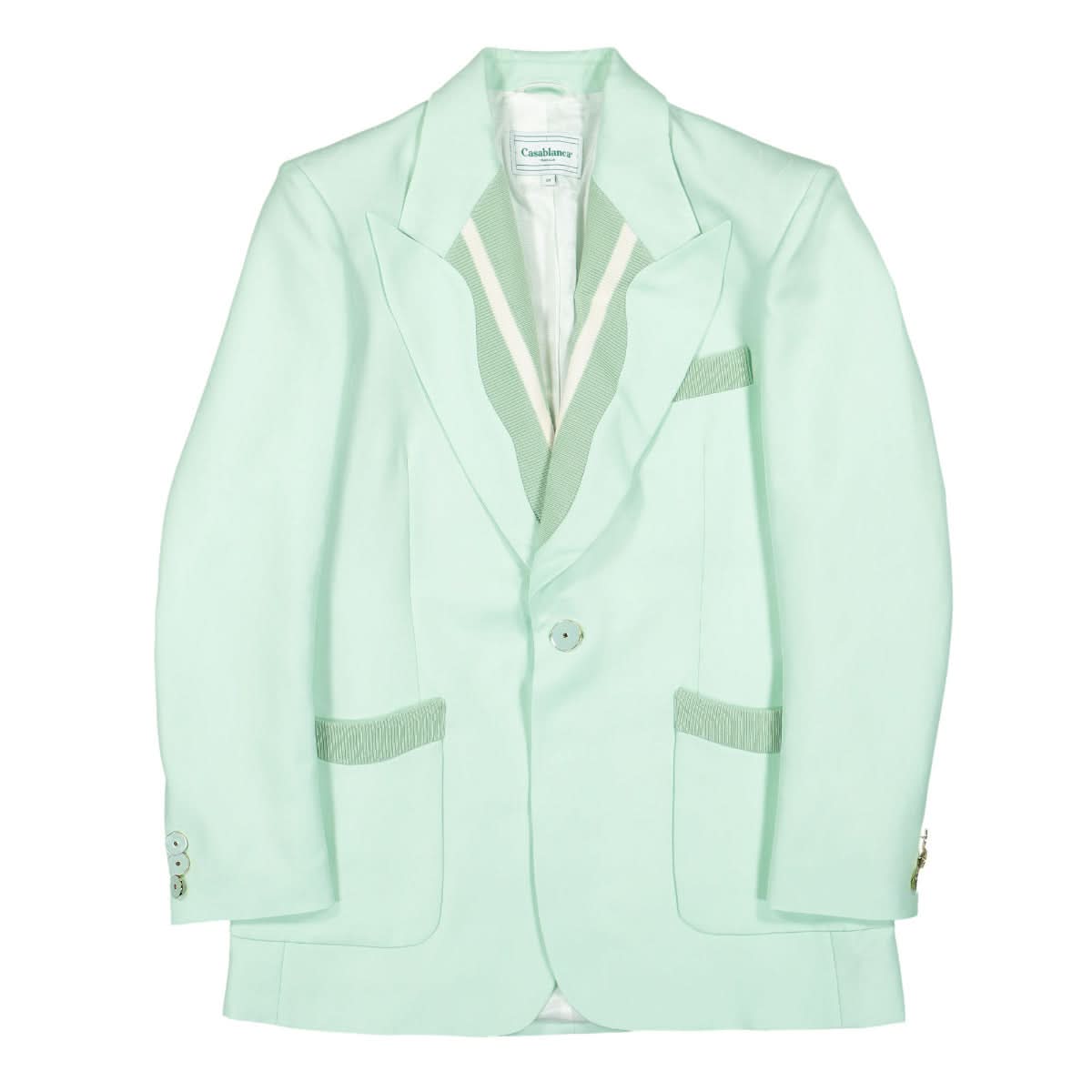 Casablanca Single Breasted Rib Blazer Green Detail view 1 | Gate