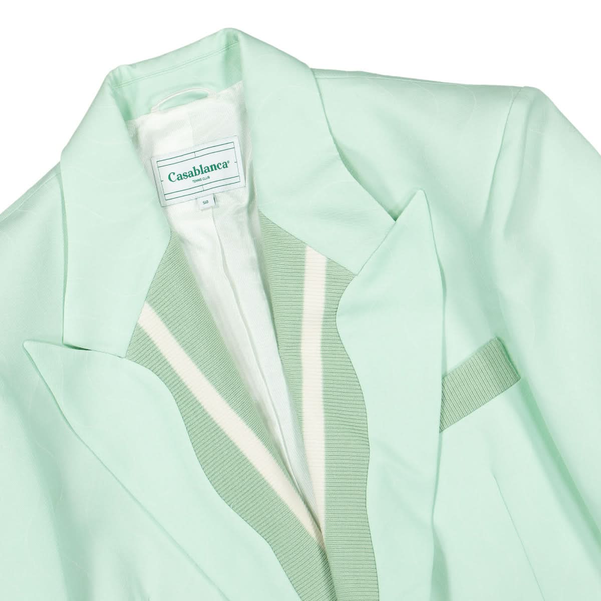 Casablanca Single Breasted Rib Blazer Green Detail view 3 | Gate