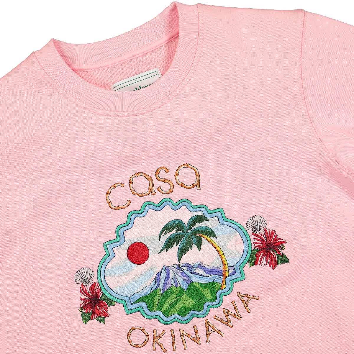 Casablanca Okinawa Embroidered Sweatshirt Pink Detail view 3 | Gate