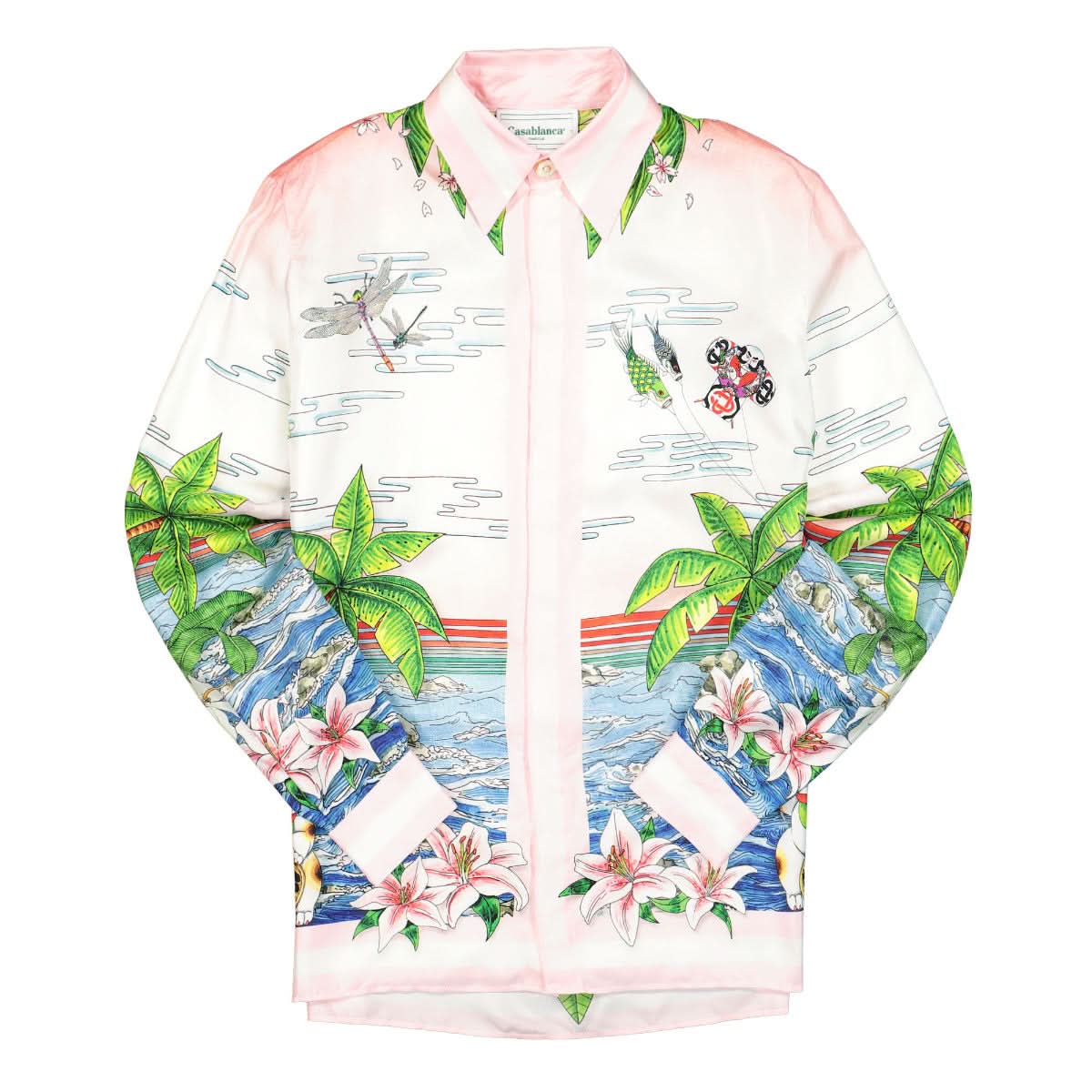 Casablanca Long Sleeve Silk Shirt Multicolor Detail view 1 | Gate