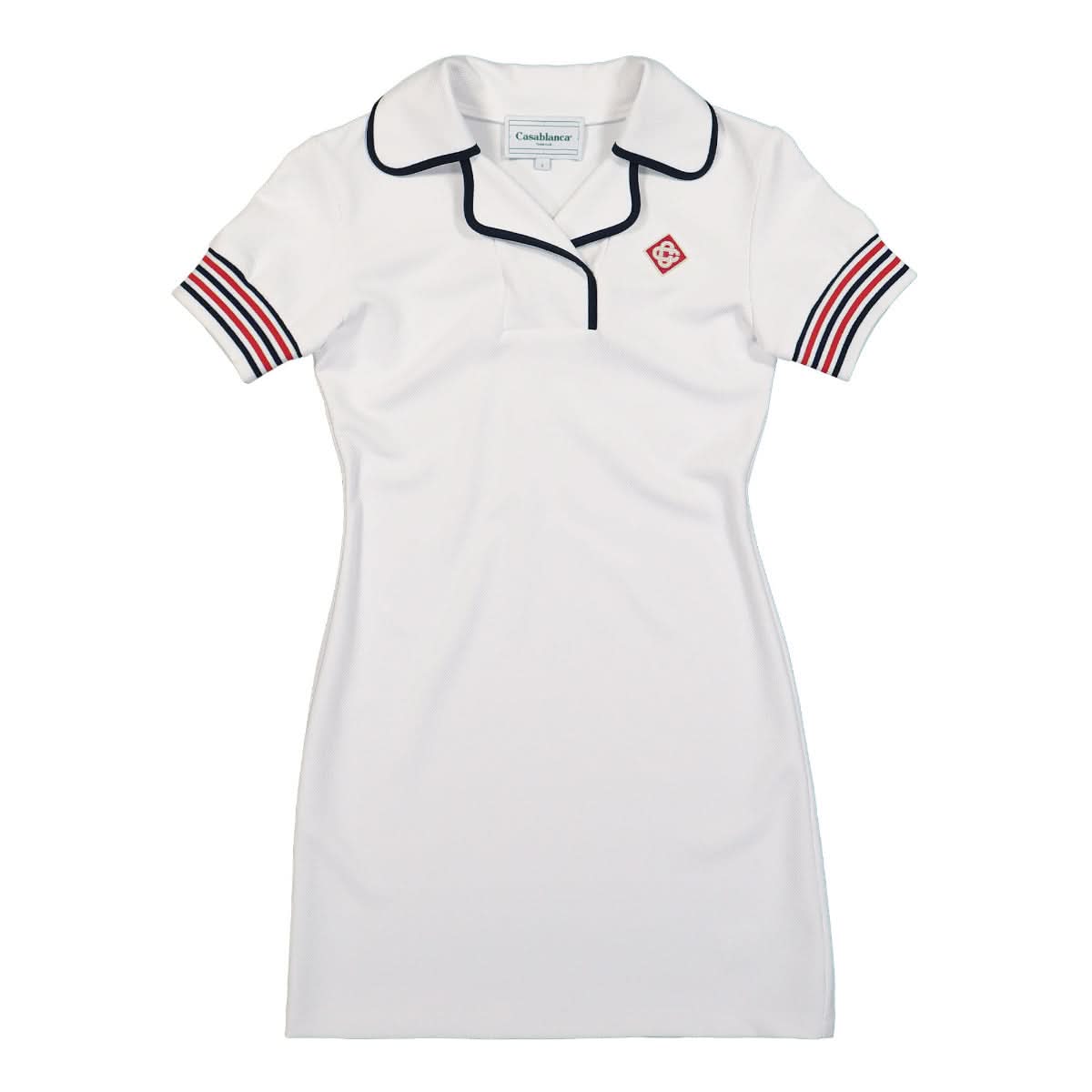 Casablanca Bound Collar Polo Dress White Detail view 1 | Gate