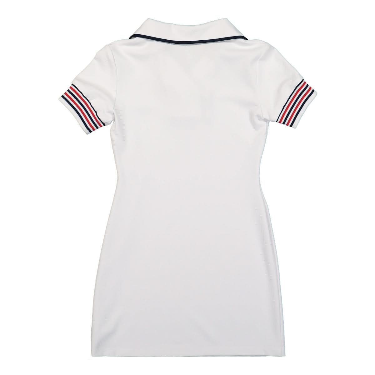 Casablanca Bound Collar Polo Dress White Detail view 2 | Gate