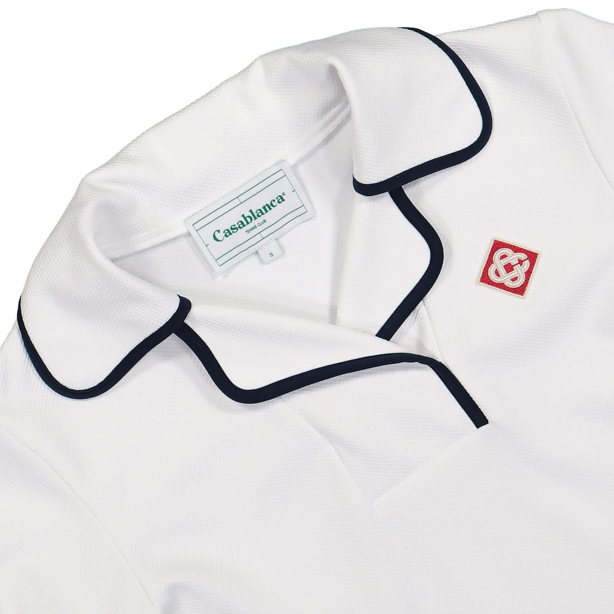 Casablanca Bound Collar Polo Dress White Detail view 3 | Gate
