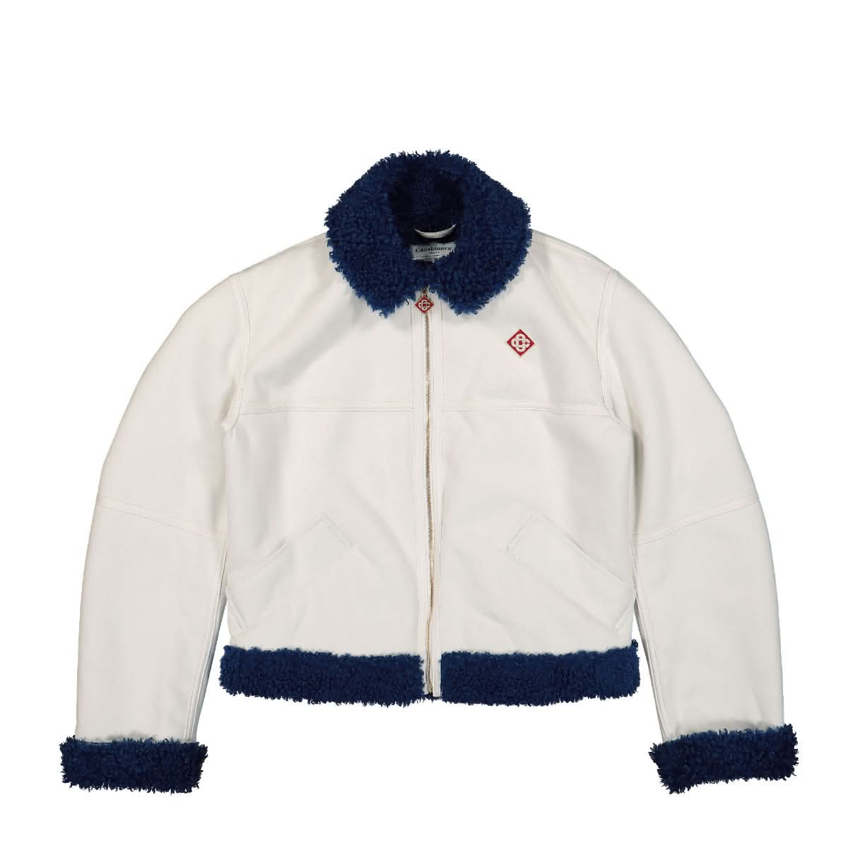 Casablanca Faux Fur Aviator Jacket White,Blue Detail view 1 | Gate