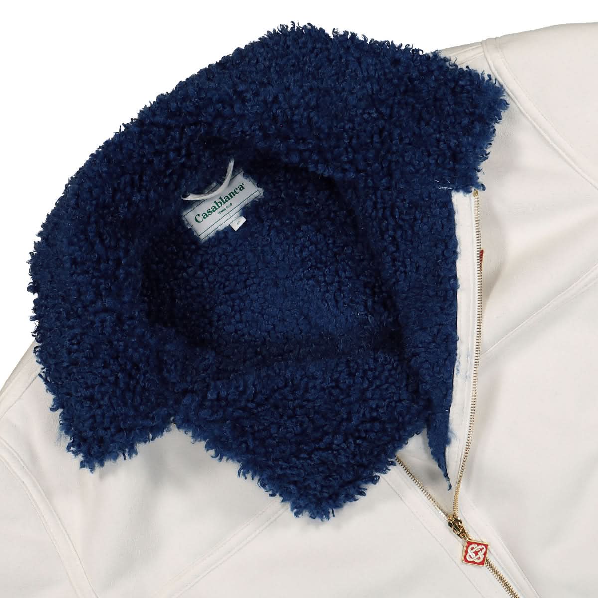 Casablanca Faux Fur Aviator Jacket White,Blue Detail view 3 | Gate