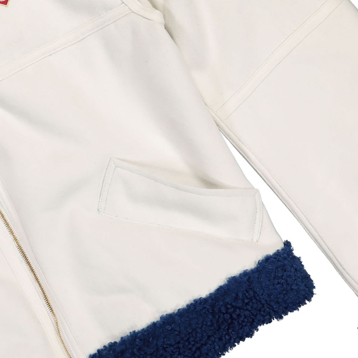 Casablanca Faux Fur Aviator Jacket White,Blue Detail view 4 | Gate