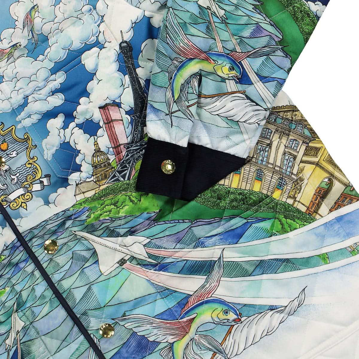 Casablanca Printed And Quilted Hunting Jacket Multicolor Detail view 4 | Gate