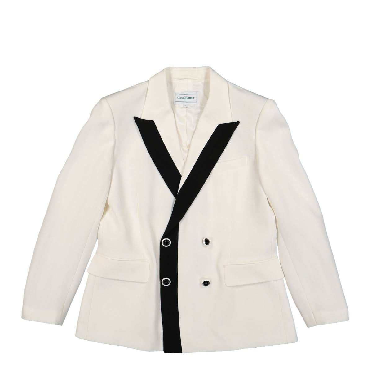 Casablanca Contrast Lapel Double Breasted Blazer White Detail view 1 | Gate