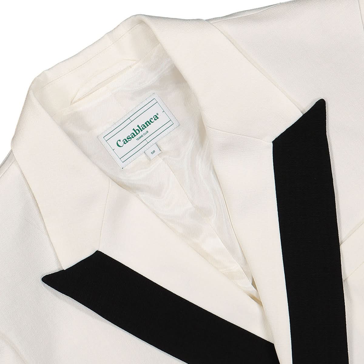 Casablanca Contrast Lapel Double Breasted Blazer White Detail view 3 | Gate