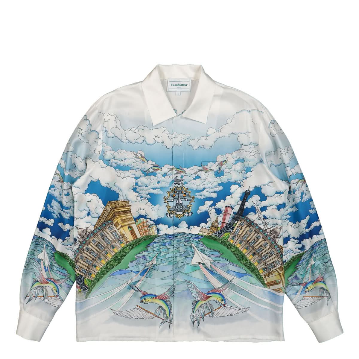 Casablanca Cuban Collar Long Sleeve Shirt Multicolor Detail view 1 | Gate