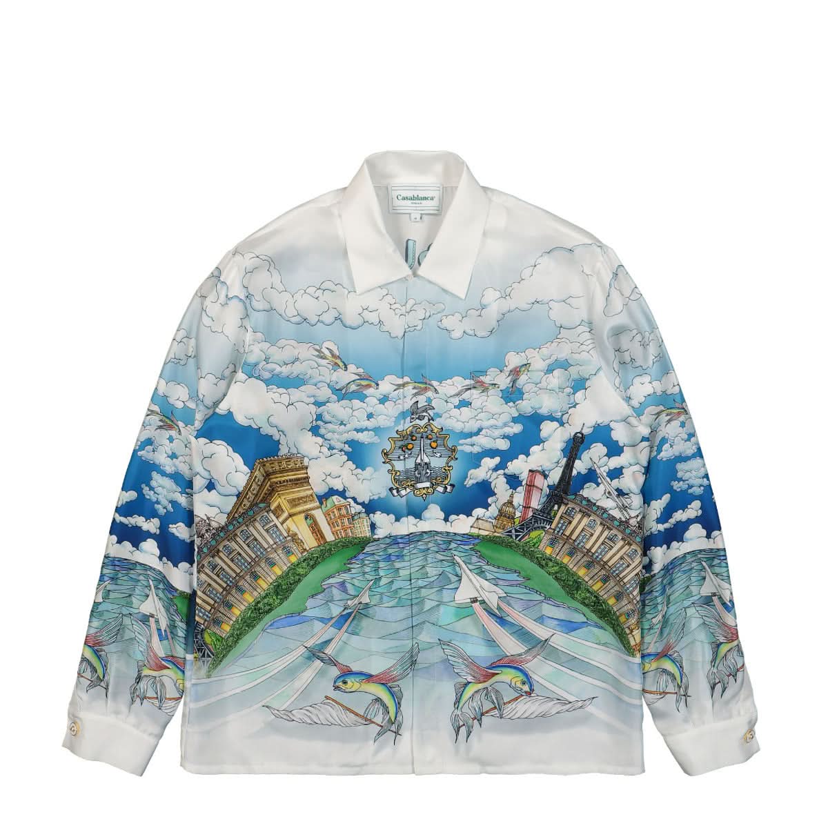 Casablanca Cuban Collar Long Sleeve Shirt Multicolor Detail view 1 | Gate