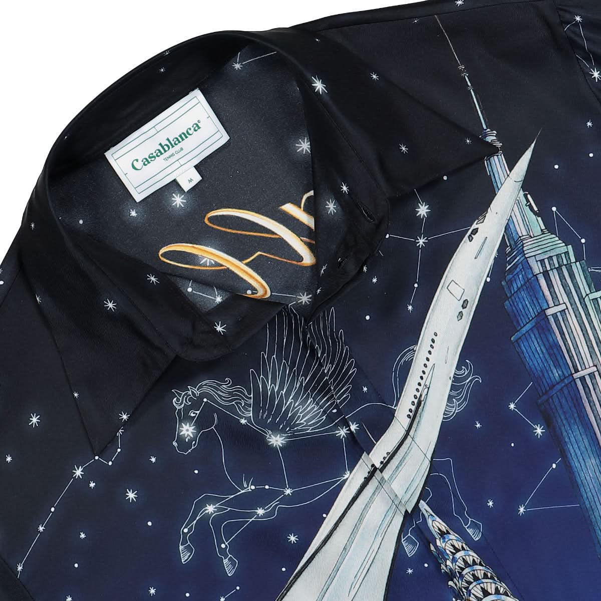 Casablanca Long Sleeve Silk Shirt Blue Detail view 3 | Gate