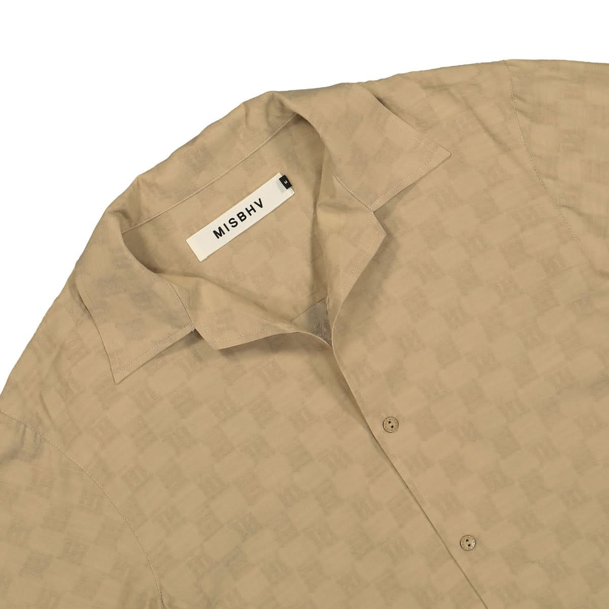 MISBHV Monogram Viscose Wool Shirt Beige Detail view 4 | Gate