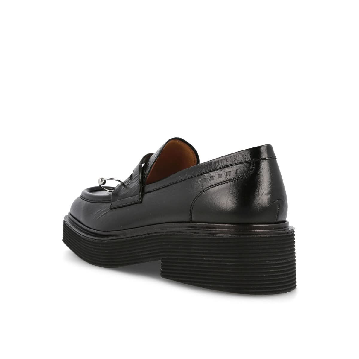 Marni Moccasin Shoe Black Loafers Detail view 3 | Gate