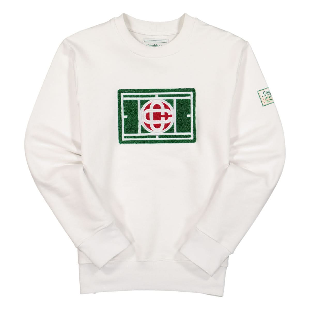 Casablanca Tennis Court Chenille Embroidered Sweatshirt White Detail view 1 | Gate