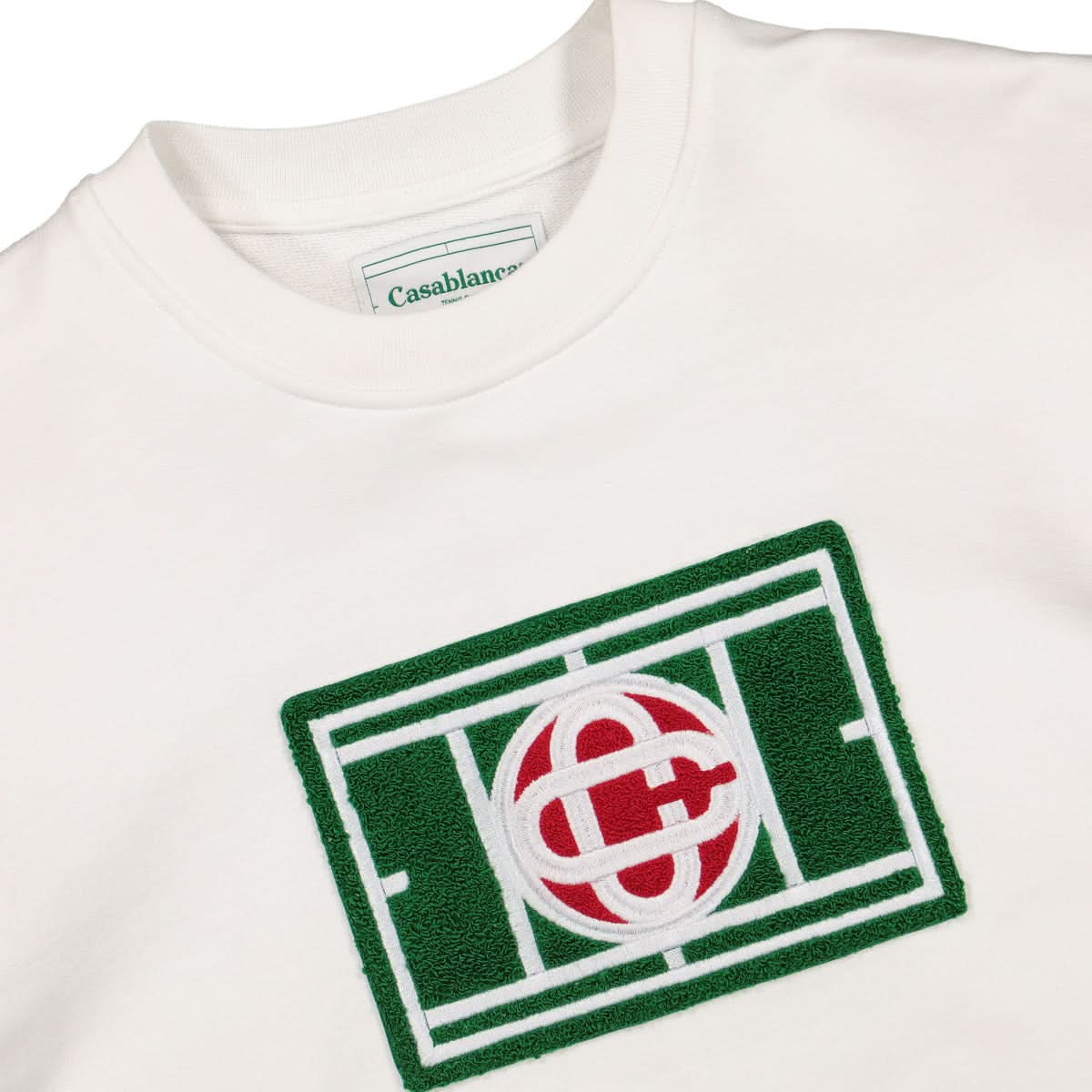 Casablanca Tennis Court Chenille Embroidered Sweatshirt White Detail view 3 | Gate