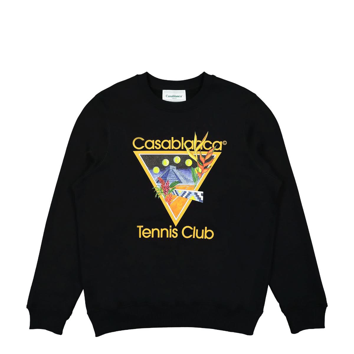 Casablanca Tennis Club Icon Printed Unisex Sweatshirt Black,Multicolor Detail view 1 | Gate