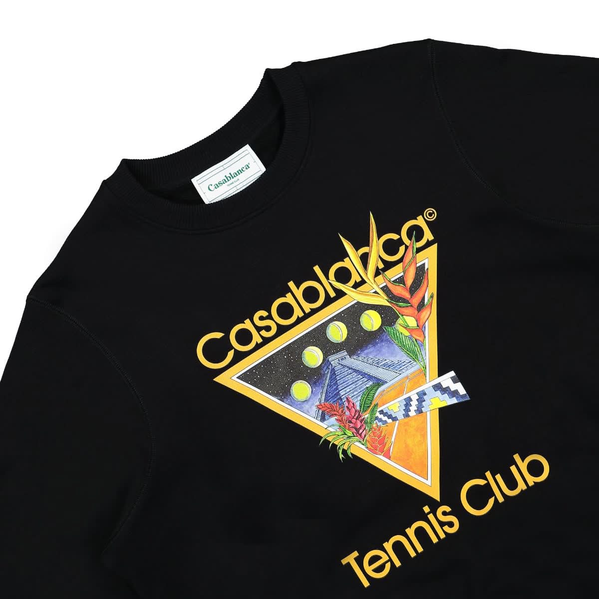 Casablanca Tennis Club Icon Printed Unisex Sweatshirt Black,Multicolor Detail view 3 | Gate