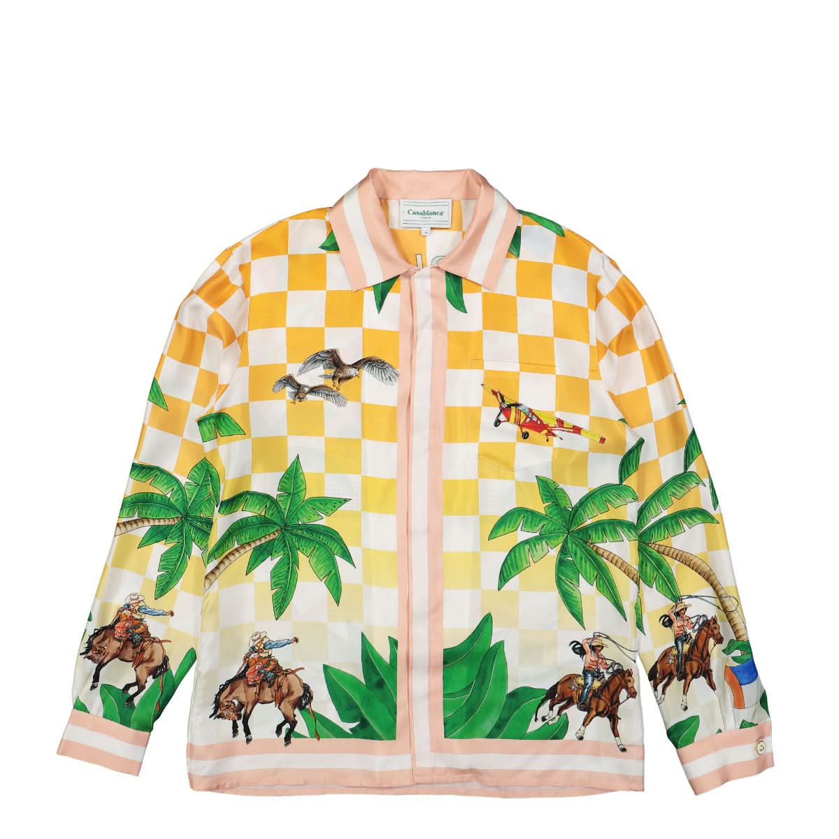 Casablanca Cuban Collar Long Sleeve Shirt Multicolor Detail view 1 | Gate