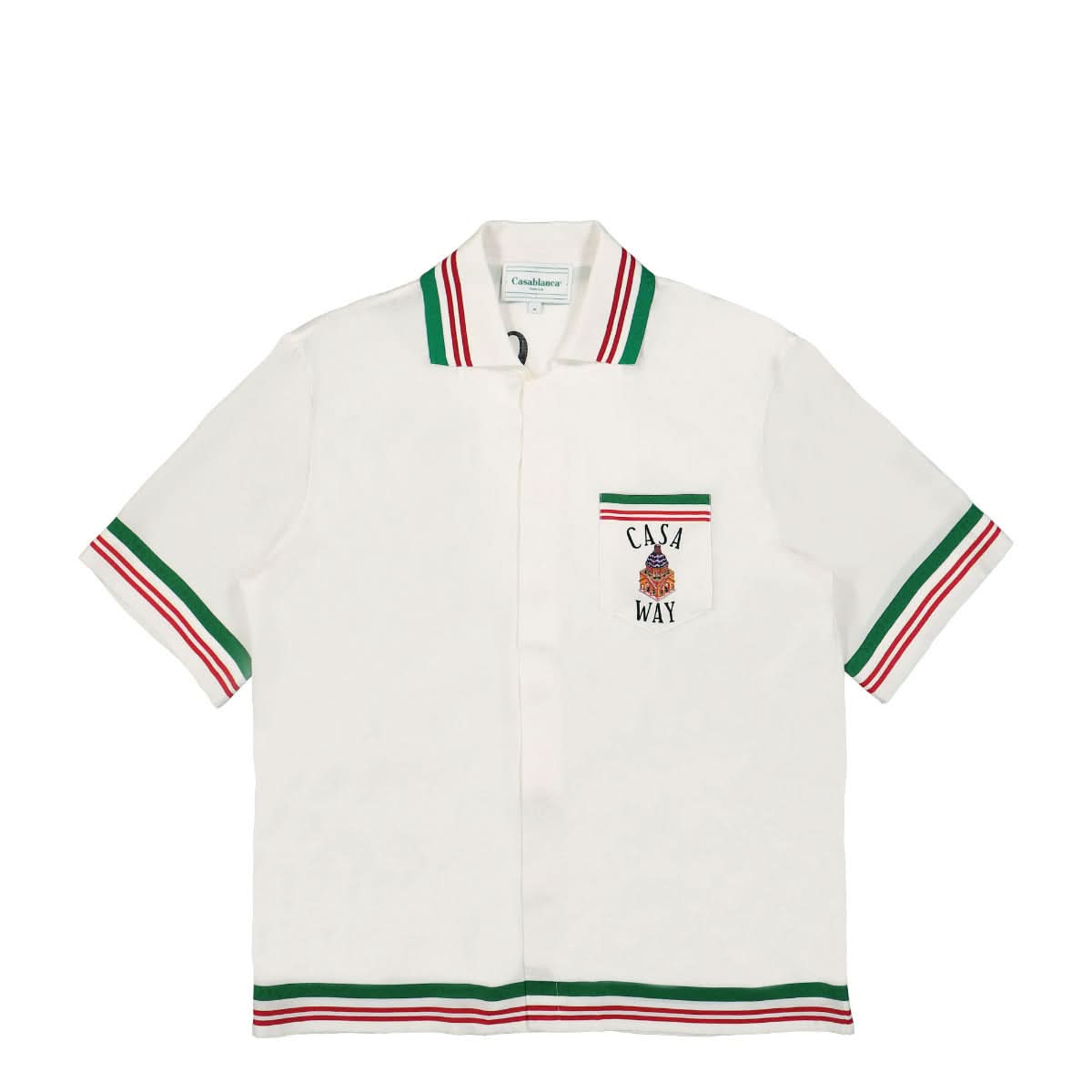 Casablanca Knitted Collar Short Sleeve Shirt White,Multicolor Detail view 1 | Gate