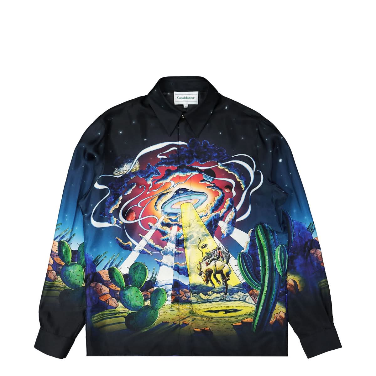 Casablanca Long Sleeve Silk Shirt Black,Multicolor Detail view 1 | Gate