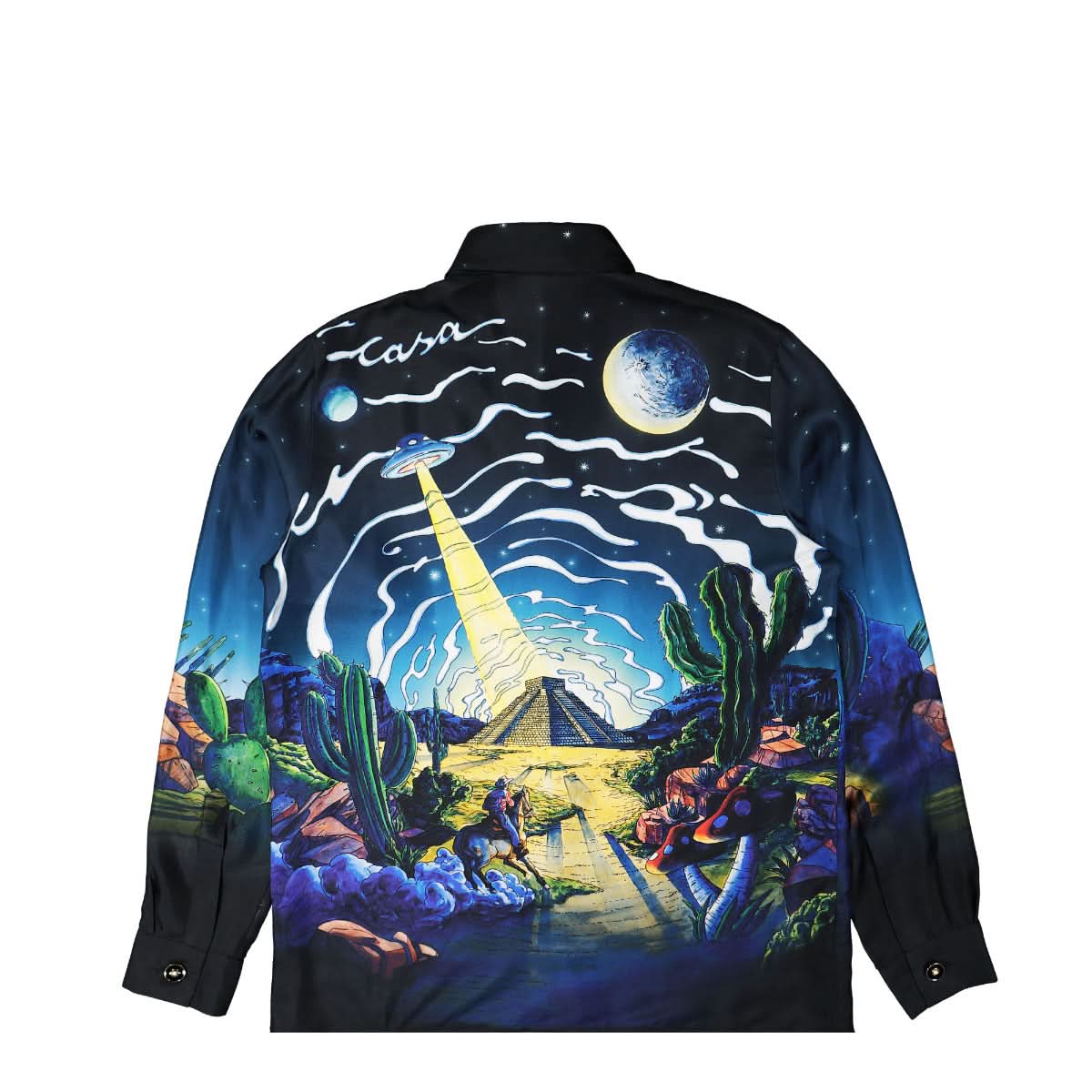 Casablanca Long Sleeve Silk Shirt Black,Multicolor Detail view 2 | Gate