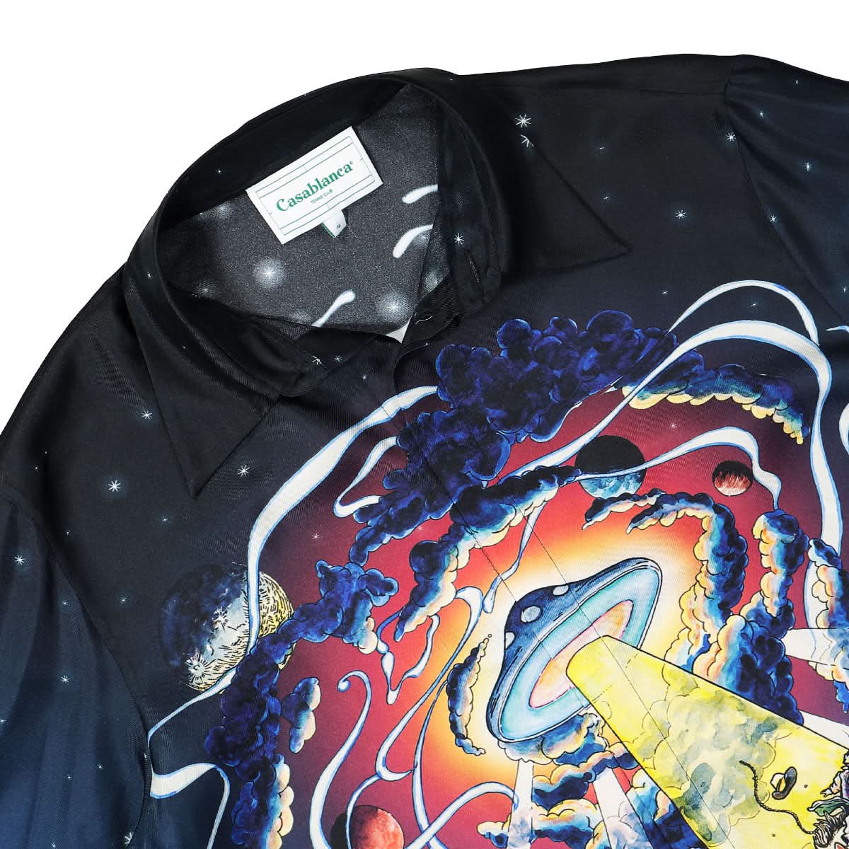 Casablanca Long Sleeve Silk Shirt Black,Multicolor Detail view 3 | Gate