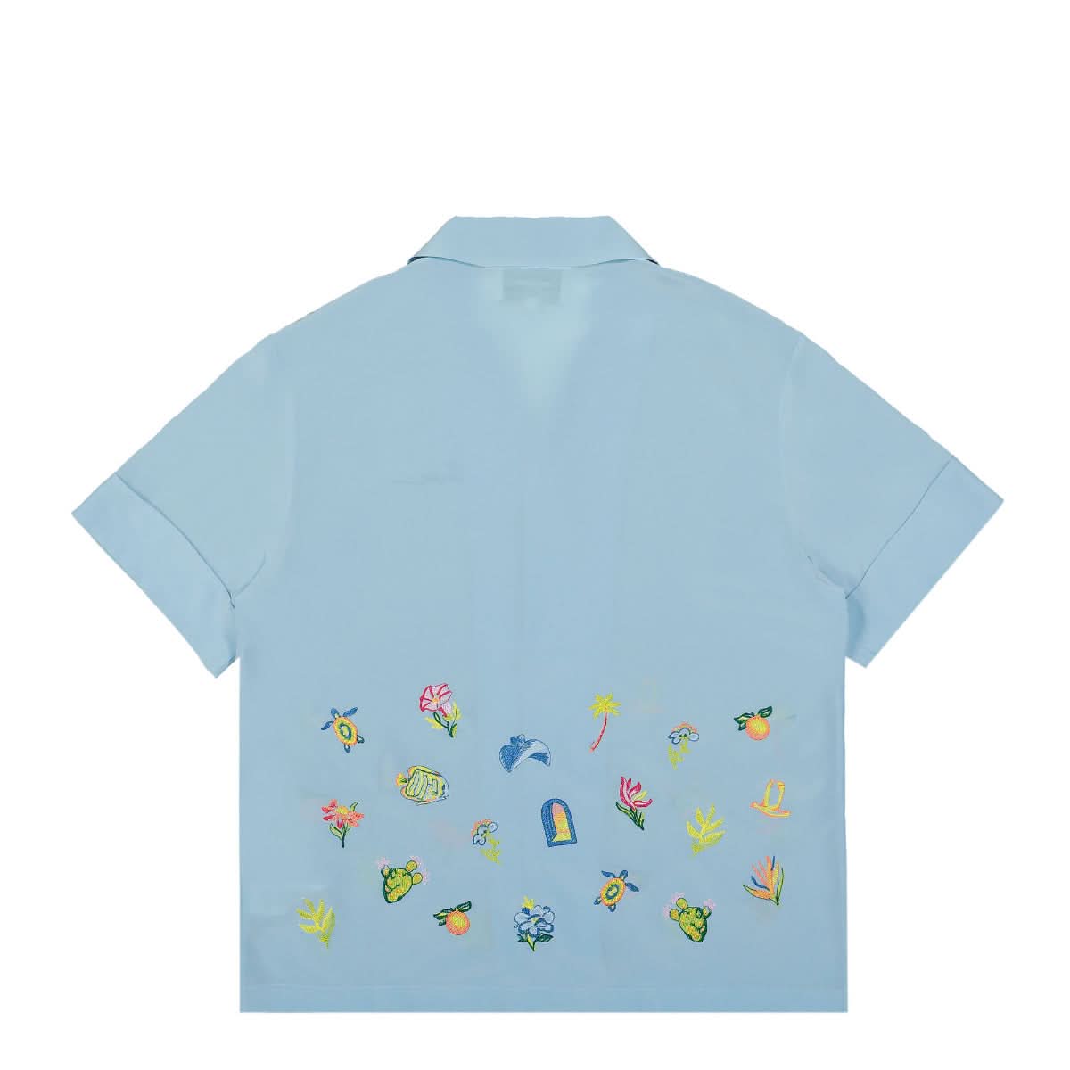 Casablanca Embroidery Logo Short Sleeve Shirt Blue Detail view 2 | Gate