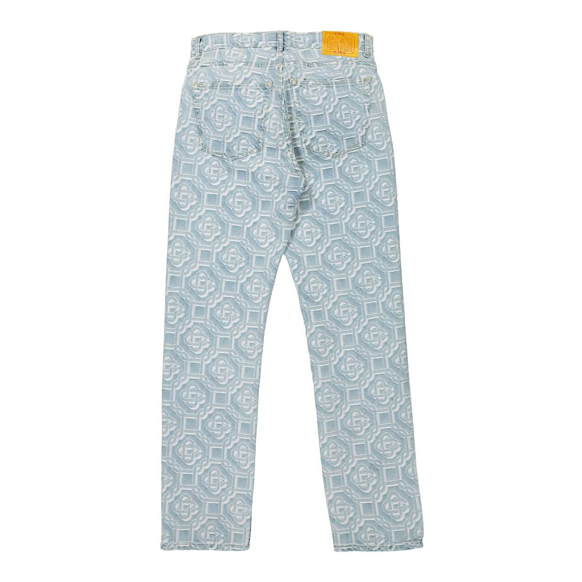 Casablanca Monogram Classic Jacquard Straight Leg Jeans Blue Detail view 2 | Gate