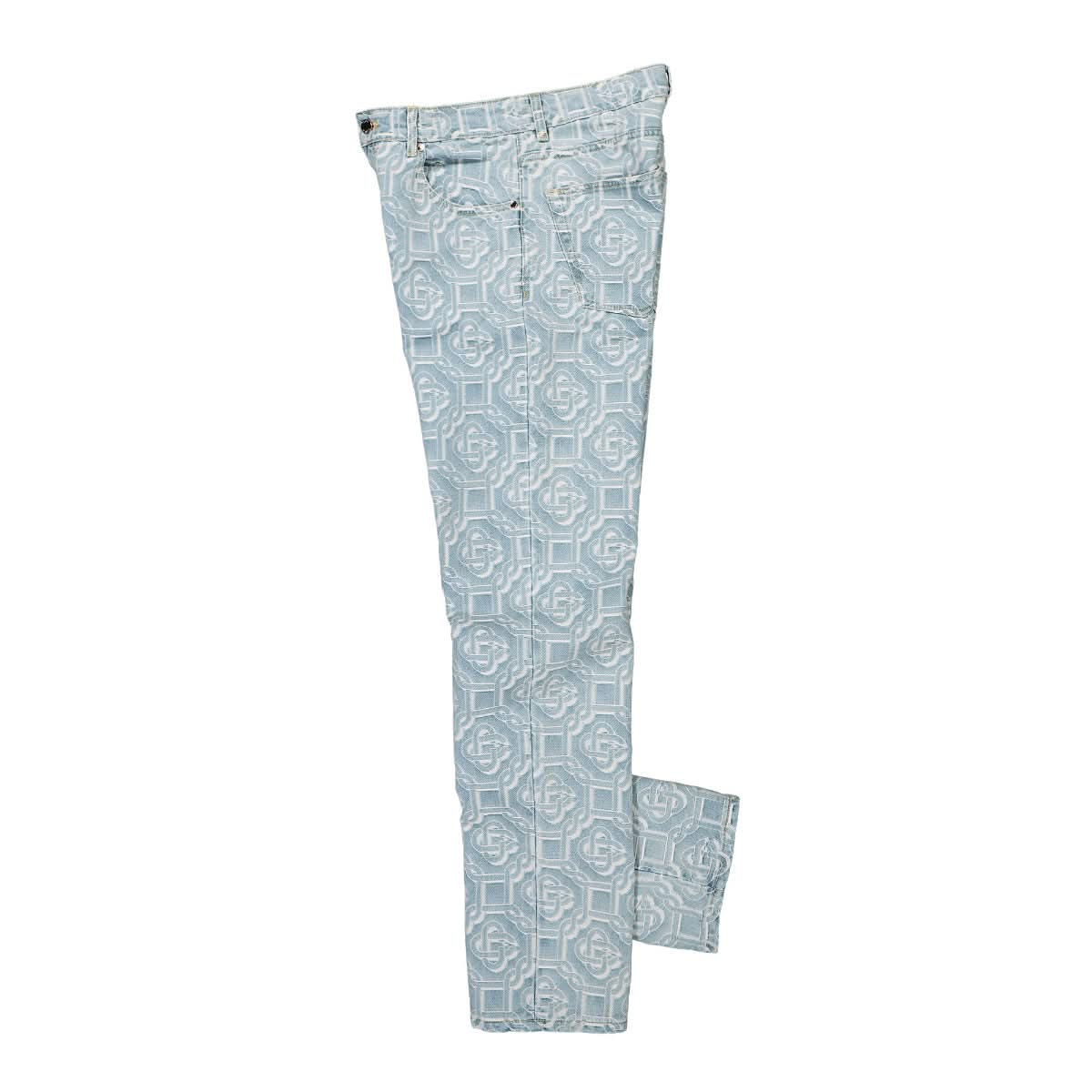 Casablanca Monogram Classic Jacquard Straight Leg Jeans Blue Detail view 3 | Gate