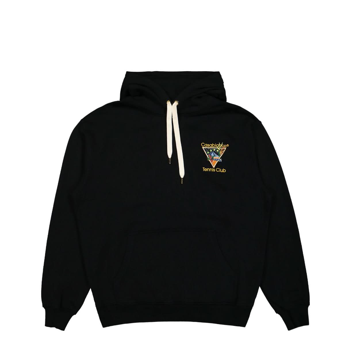 Casablanca Tennis Club Icon Embroidered Hooded Sweatshirt Black Detail view 1 | Gate
