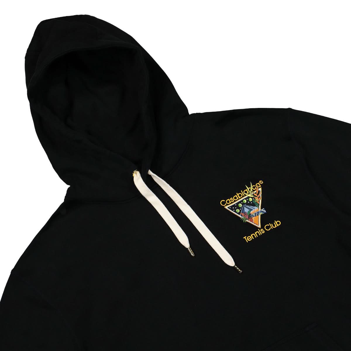 Casablanca Tennis Club Icon Embroidered Hooded Sweatshirt Black Detail view 3 | Gate