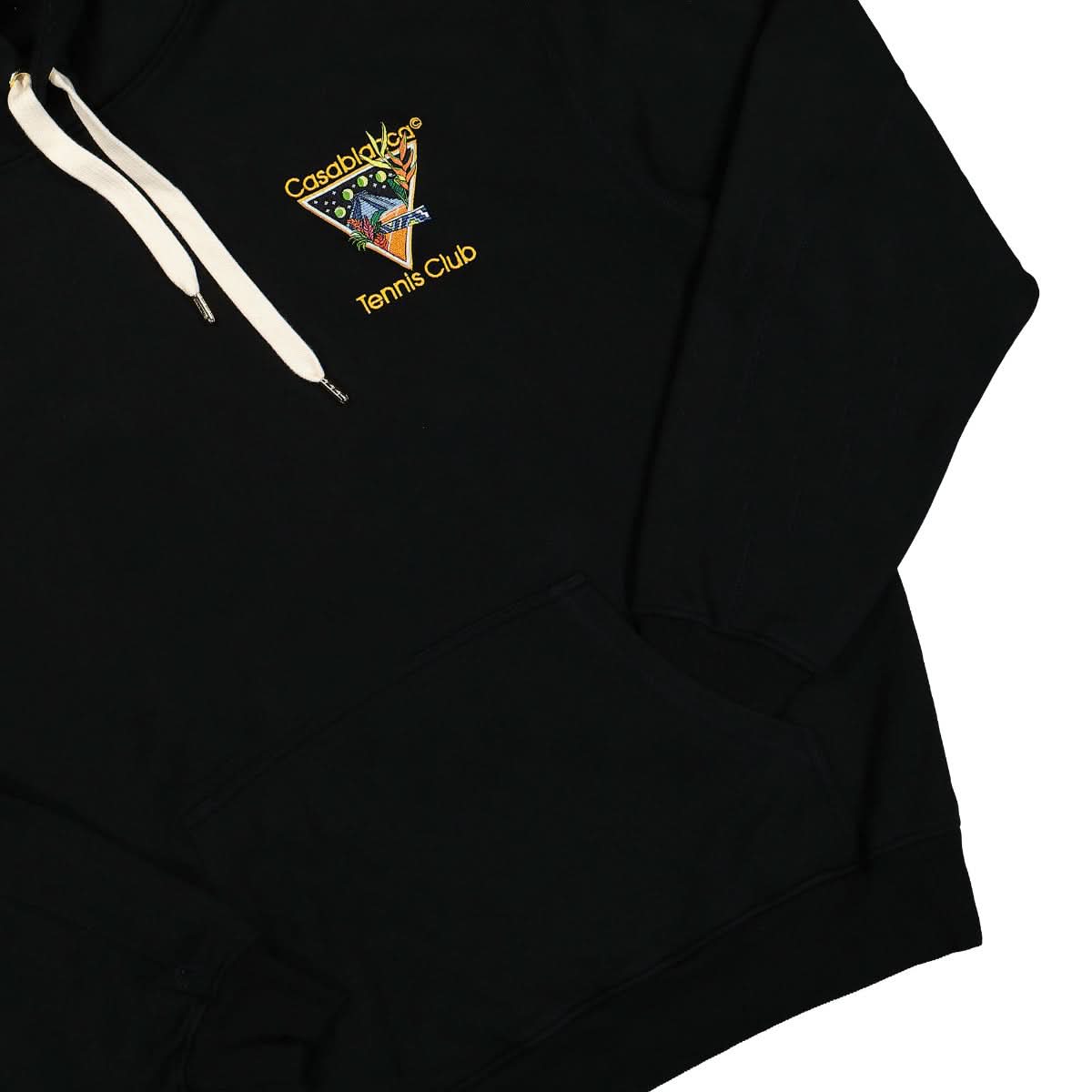 Casablanca Tennis Club Icon Embroidered Hooded Sweatshirt Black Detail view 4 | Gate