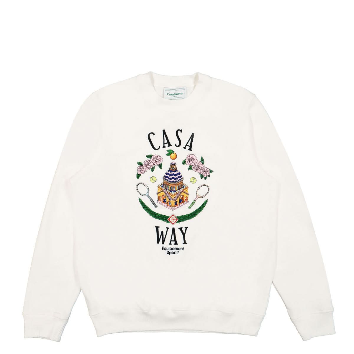 Casablanca Casa Way Embroidered Unisex Sweatshirt Beige,White Detail view 1 | Gate