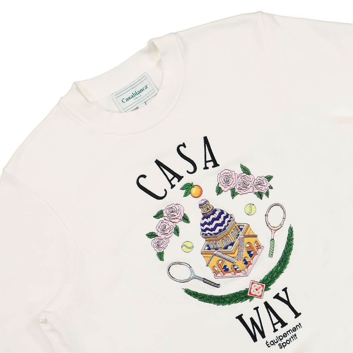 Casablanca Casa Way Embroidered Unisex Sweatshirt Beige,White Detail view 3 | Gate
