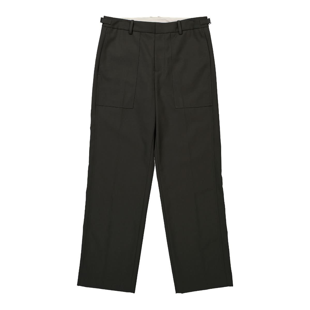 Helmut Lang Stretch Wool Suit Pant Olive Detail view 1 | Gate
