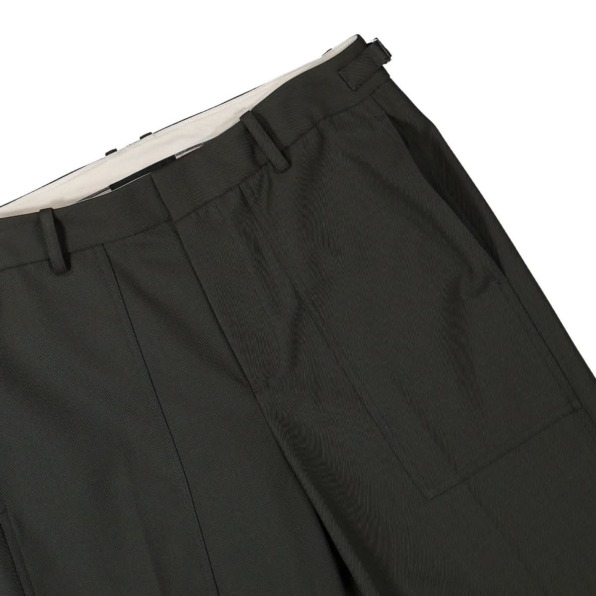 Helmut Lang Stretch Wool Suit Pant Olive Detail view 5 | Gate