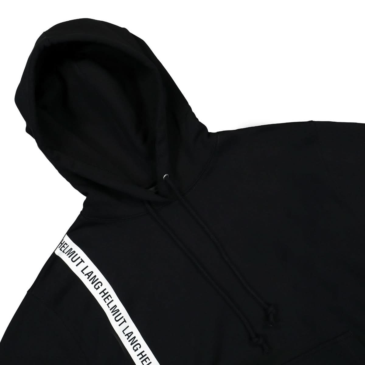 Helmut Lang Striped Logo Hoodie Black Detail view 3 | Gate