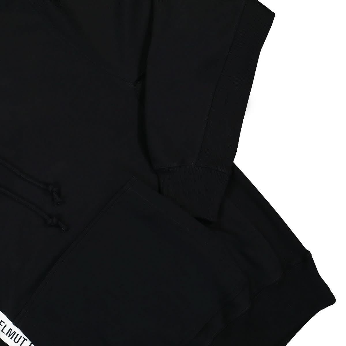 Helmut Lang Striped Logo Hoodie Black Detail view 4 | Gate