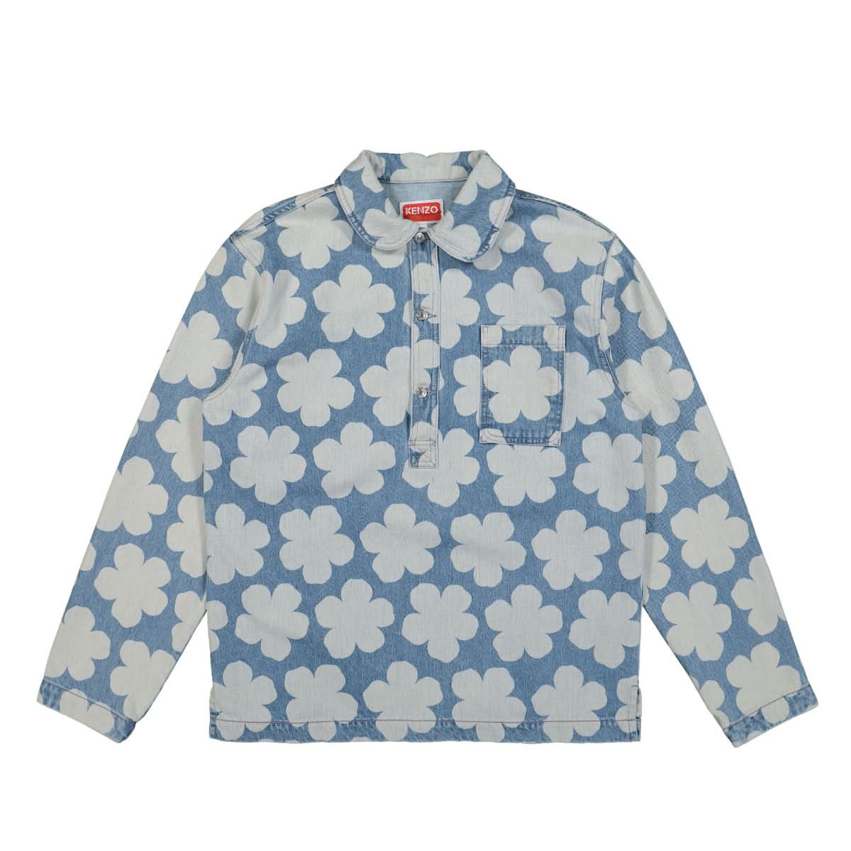 KENZO Printed Denim Overshirt Blue Detail view 1 | Gate