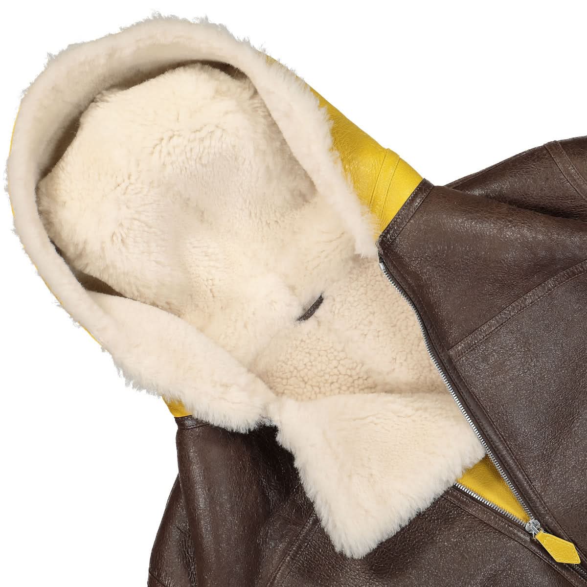 KENZO Shearling Flight Jacket Brown,Yellow Detail view 3 | Gate