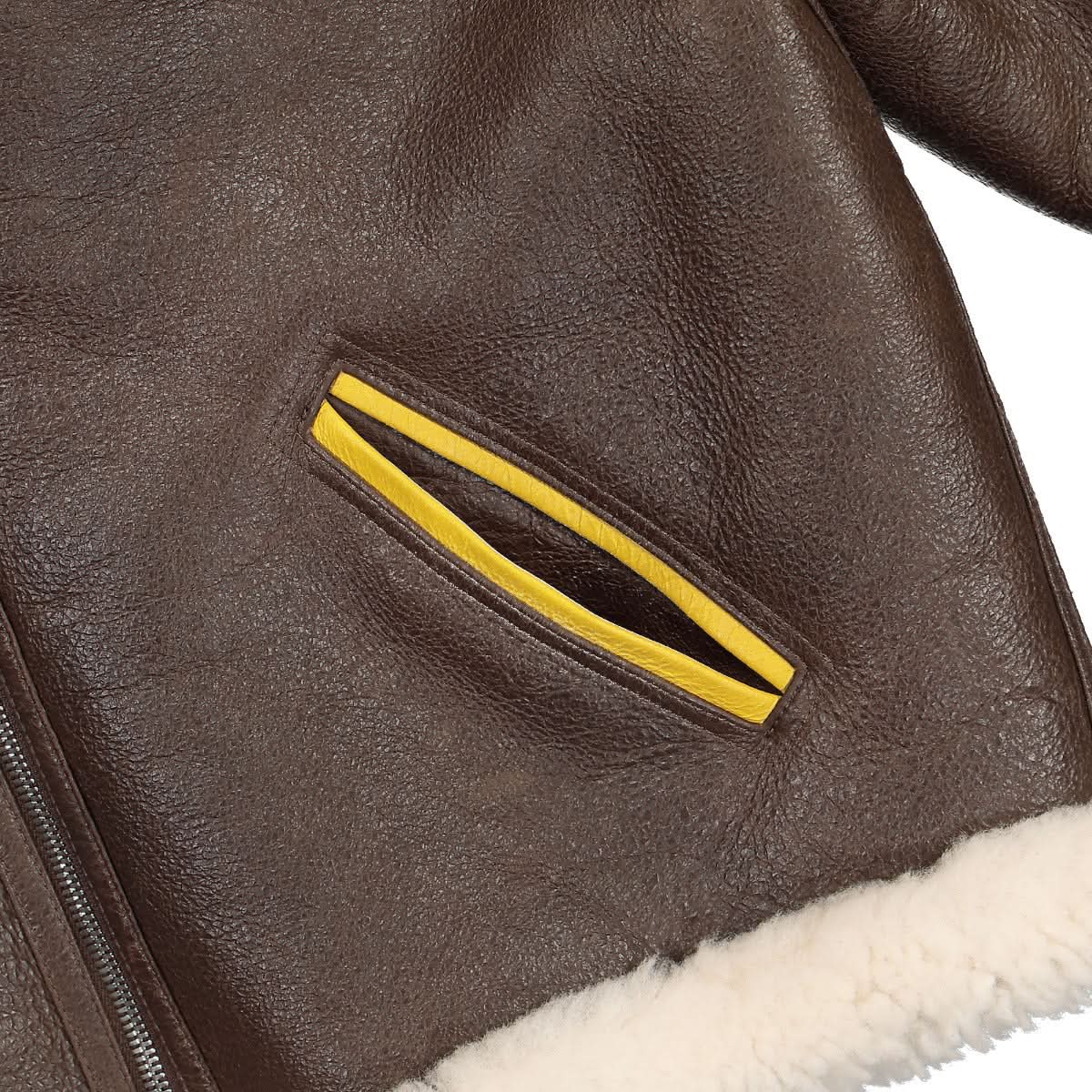 KENZO Shearling Flight Jacket Brown,Yellow Detail view 4 | Gate