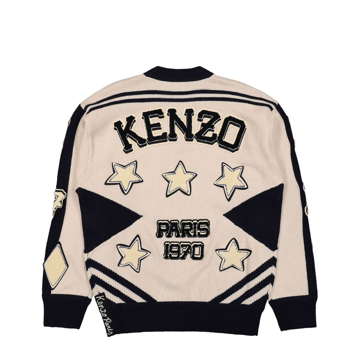 KENZO Varsity Merino Wool Graphic Jumper Beige,Blue Detail view 2 | Gate