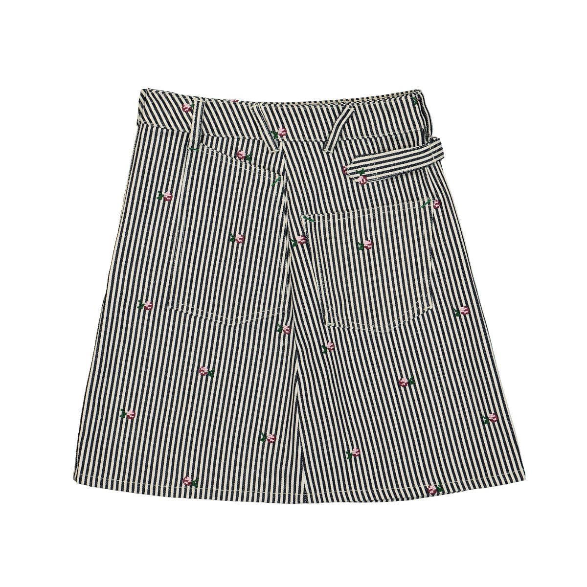 KENZO Floral Embroidered Stripe Print Skirt Multicolor Detail view 3 | Gate