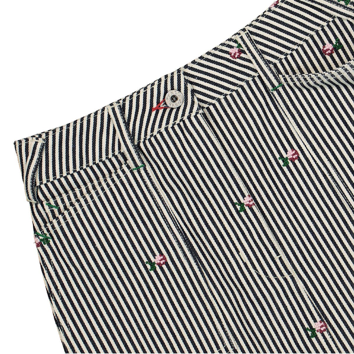 KENZO Floral Embroidered Stripe Print Skirt Multicolor Detail view 5 | Gate