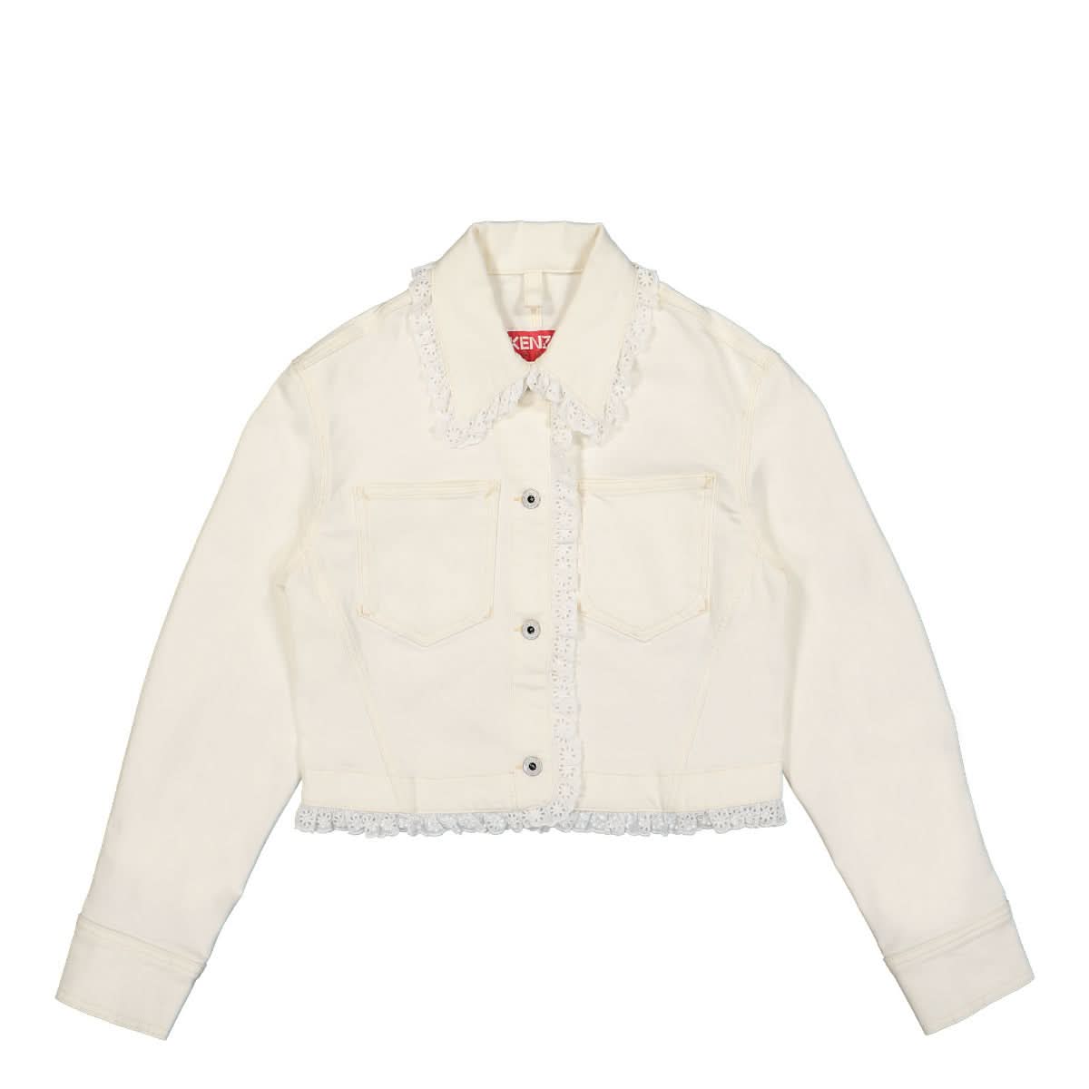 KENZO Cropped Denim Jacket White Detail view 1 | Gate