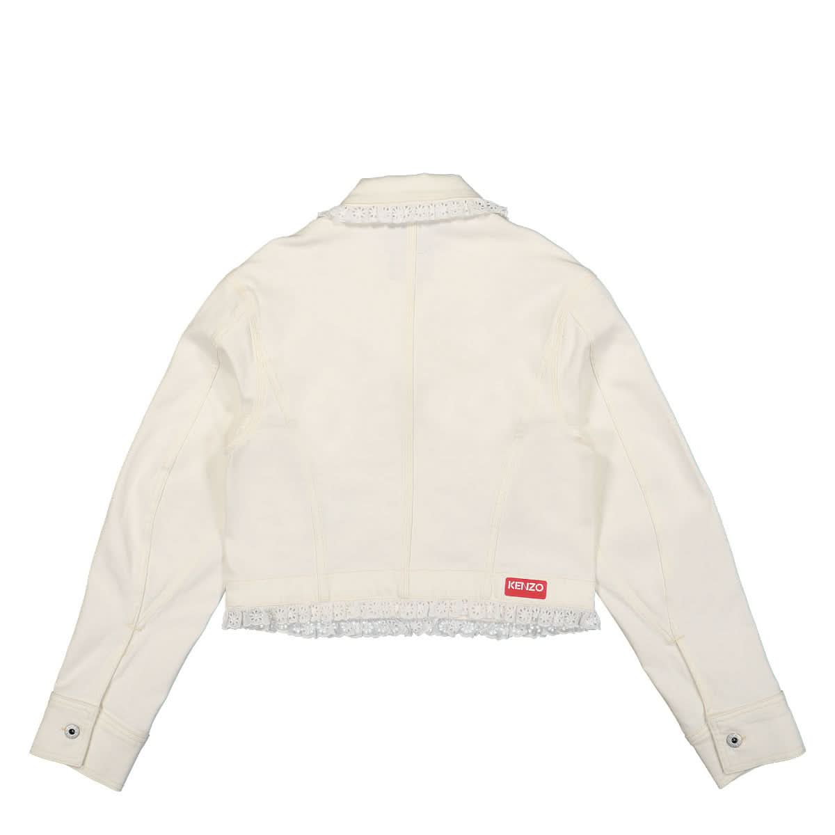 KENZO Cropped Denim Jacket White Detail view 1 | Gate
