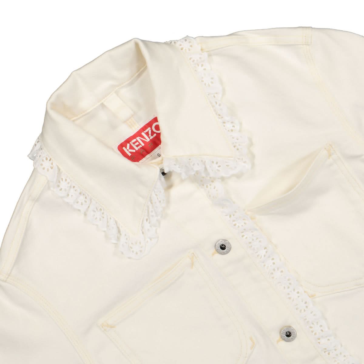KENZO Cropped Denim Jacket White Detail view 4 | Gate