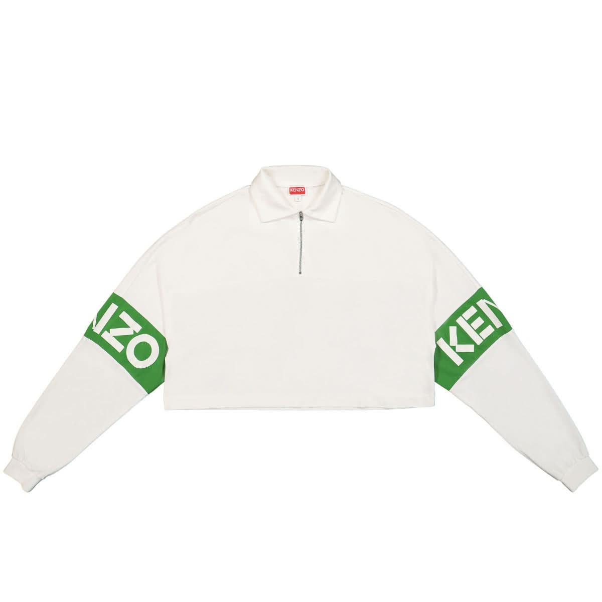 KENZO Logo-Print Cropped Shirt Beige,White Detail view 1 | Gate